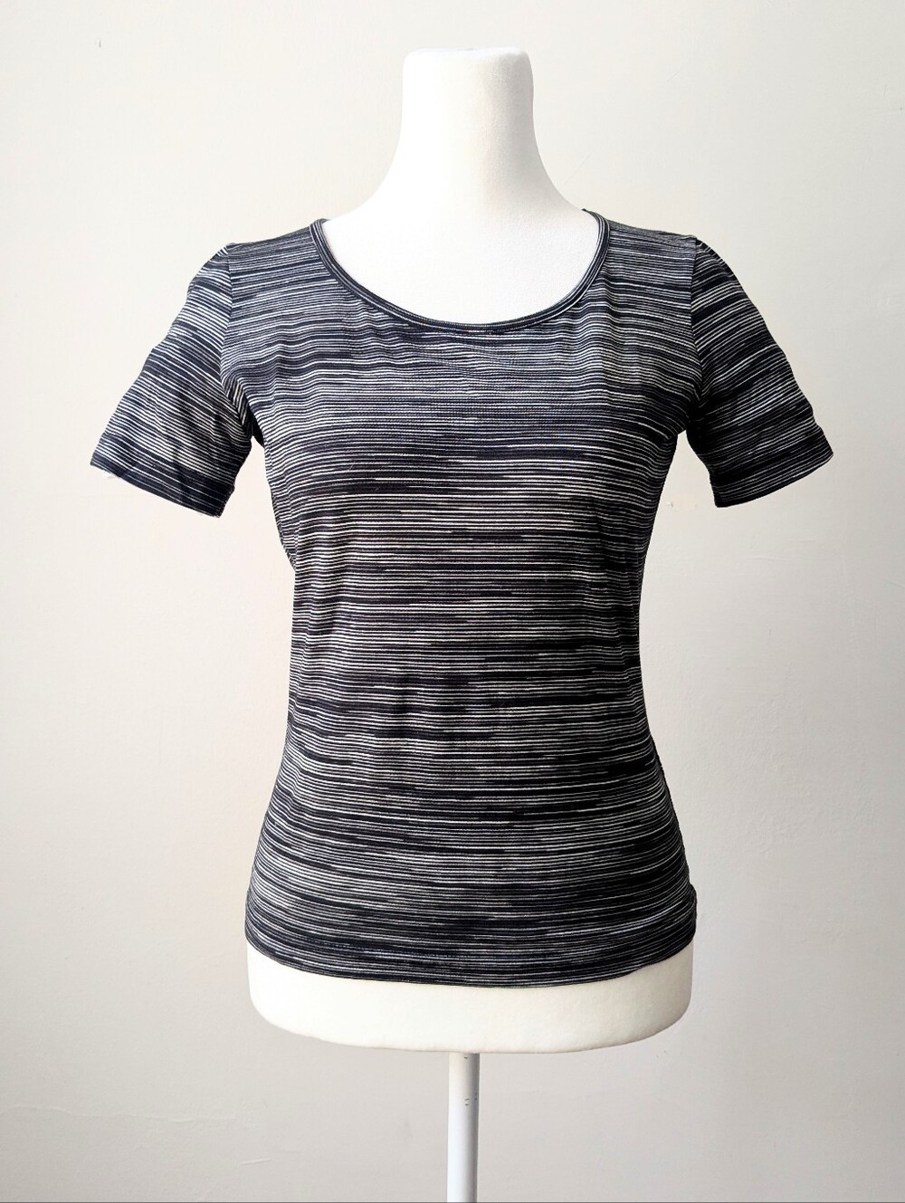 Missoni Sport Stripped In Black And Gray Short Sleeve Tee Like New